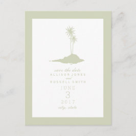 Modern Island Beach Wedding Save the Date - Green Aankondigingskaart