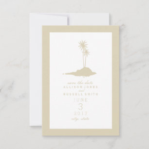 Modern Island Beach Wedding Save the Date - Sand