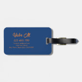 Modern Island Tropical Check Blauw Wit Bagagelabel (Achterkant horizontaal)