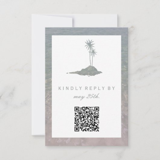 Modern Island Water Beach Wedding QR RSVP (Voorkant)