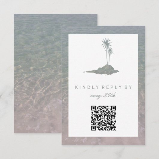 Modern Island Water Beach Wedding QR RSVP (Voorkant / Achterkant)