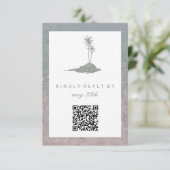 Modern Island Water Beach Wedding QR RSVP Kaartje (Staand voorkant)