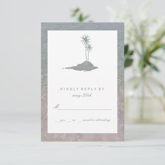 Modern Island Water Beach Wedding RSVP (Staand voorkant)