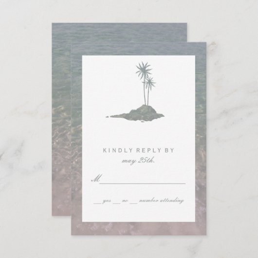 Modern Island Water Beach Wedding RSVP (Voorkant / Achterkant)
