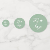 Modern It a boy baby shower groen genderneutraal Confetti (Achterkanten)