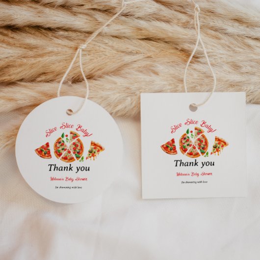 Modern Italiaans Baby shower voor Slice Slice Slic Bedankjes Labels