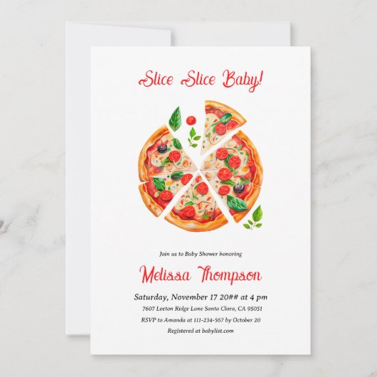 Modern Italiaans Baby shower voor Slice Slice Slic Kaart (Voorkant)