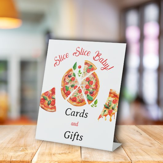 Modern Italiaans Baby shower voor Slice Slice Slic Reclamebord Met Voetstuk
