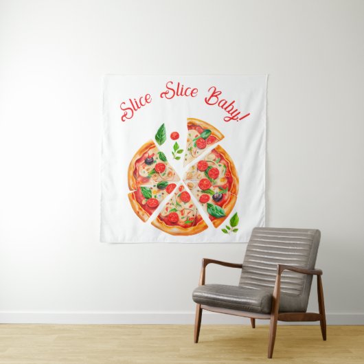 Modern Italiaans Baby shower voor Slice Slice Slic Wandkleed (In situ)