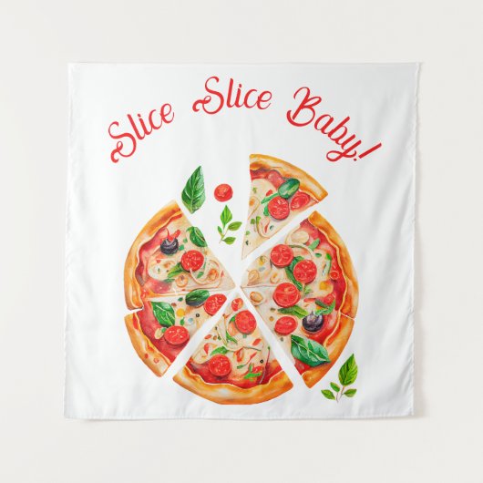 Modern Italiaans Baby shower voor Slice Slice Slic Wandkleed (Voorkant)