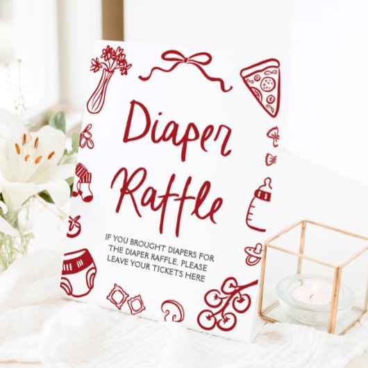 Modern Italiaans Ciao Baby Baby shower Luier Raffl Reclamebord Met Voetstuk