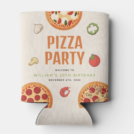 Modern & Italiaans elke gelegenheid Pizza Party Blikjeskoeler (Achterkant)