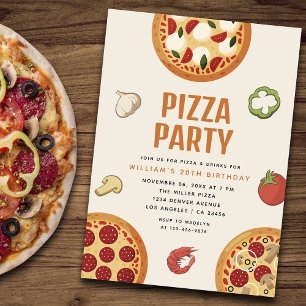 Modern & Italiaans elke gelegenheid Pizza Party Kaart