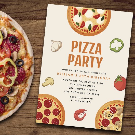 Modern & Italiaans elke gelegenheid Pizza Party Kaart