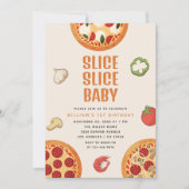 Modern Italiaans Slice Baby Pizza 1e Verjaardag Kaart (Voorkant)