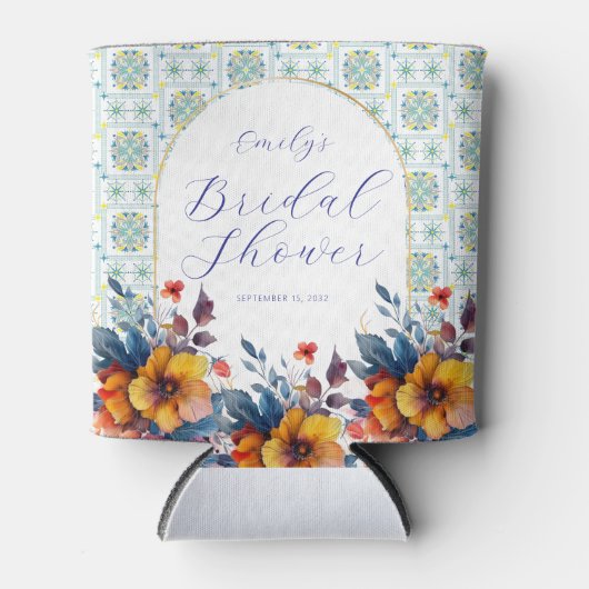 Modern Italiaans Tegels Blauw Bloemenkoeler Blikjeskoeler (Voorkant)