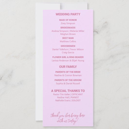 Modern Italiaans zomerhuwelijksprogramma (Achterkant)