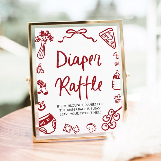 Modern Italian Ciao Baby Baby Shower Diaper Raffle Poster