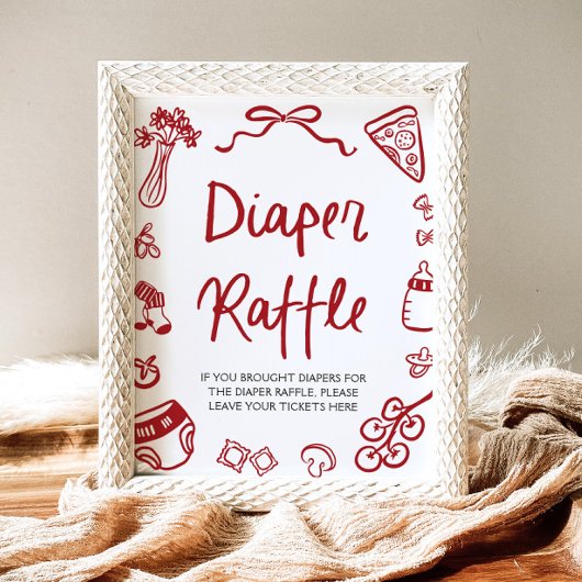 Modern Italian Ciao Baby Baby Shower Diaper Raffle Poster