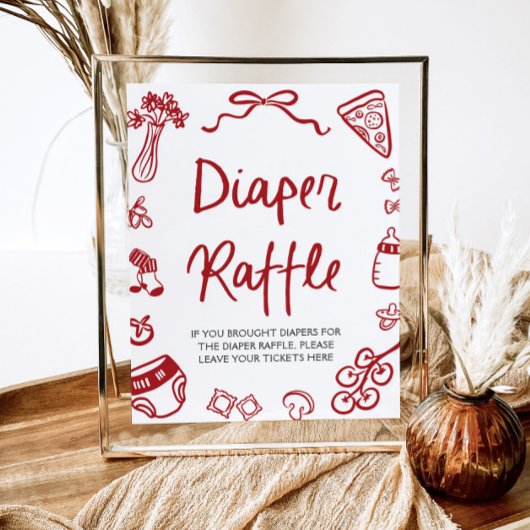 Modern Italian Ciao Baby Baby Shower Diaper Raffle Poster