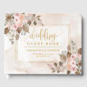 Modern Ivoor Beige Bruin Goud Trouw Gastboek Gastenboek (Voorkant)