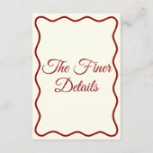 Modern Ivoor Bold Funky Retro Chic Wedding Details Informatiekaartje (Achterkant)