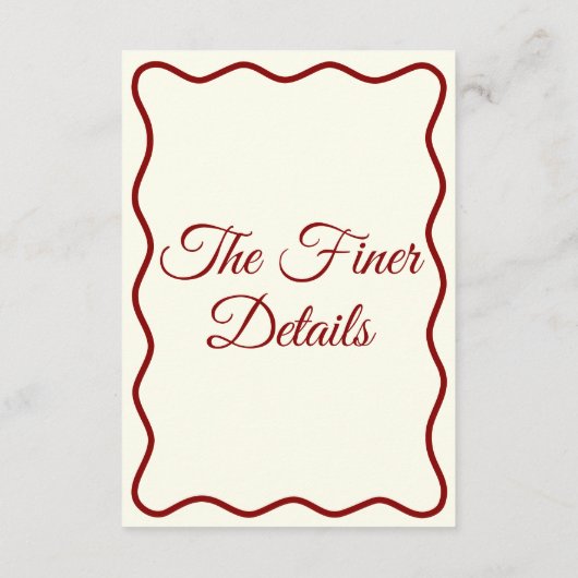 Modern Ivoor Bold Funky Retro Chic Wedding Details Informatiekaartje (Achterkant)