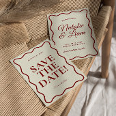 Modern ivoor Bright Funky Bold Retro Bruiloft Save The Date