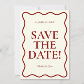 Modern ivoor Bright Funky Bold Retro Bruiloft Save The Date (Voorkant)