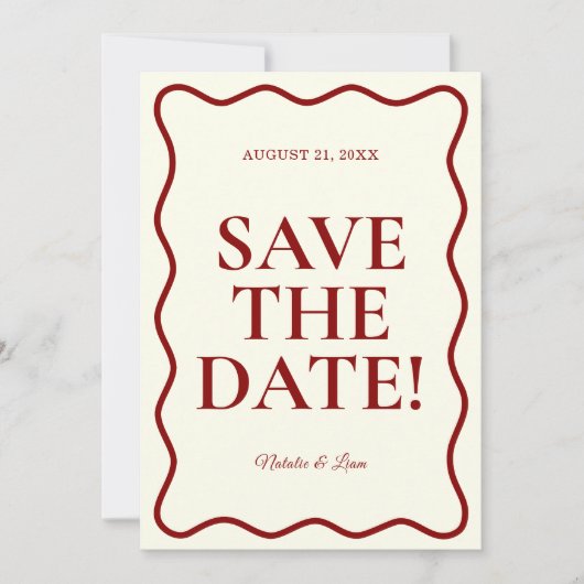 Modern ivoor Bright Funky Bold Retro Bruiloft Save The Date (Voorkant)
