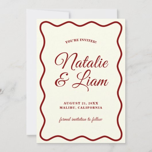 Modern ivoor Bright Funky Bold Retro Bruiloft Save The Date (Achterkant)