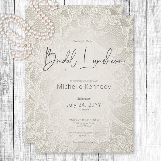 Modern Ivoor Bruids Kant Bruids Luncheon Kaart