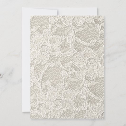 Modern Ivoor Bruids Kant Bruids Luncheon Kaart (Achterkant)