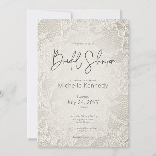 Modern Ivoor Bruids Kant Vrijgezellenfeest Kaart (Voorkant)