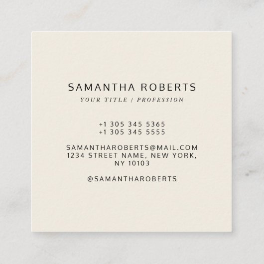 Modern ivoor eenvoudig voeg je logo toe vierkante visitekaartje (Achterkant)