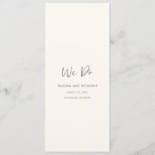 Modern ivoor eenvoudige bruiloft menu (Achterkant)