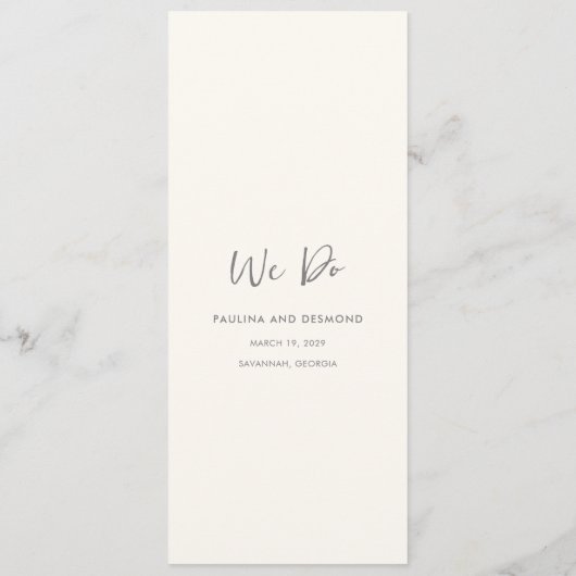 Modern ivoor eenvoudige bruiloft menu (Achterkant)