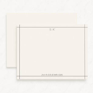 Modern ivoor en zwart monogram briefpapier notitie kaart