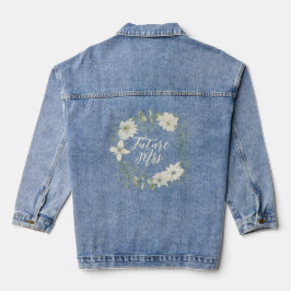 Modern Ivoor Floral Script gepersonaliseerde toeko Denim Jacket
