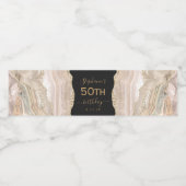 Modern Ivoor Gold Agaat Dark 50th Birthday Waterfles Etiket (Enkel label)