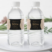 Modern Ivoor Gold Agaat Dark 50th Birthday Waterfles Etiket