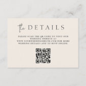 Modern ivoor Minimal Monogram QR Code Details Informatiekaartje (Voorkant)