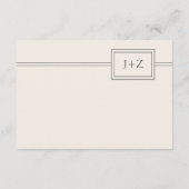 Modern ivoor Minimal Monogram QR Code Details Informatiekaartje (Achterkant)