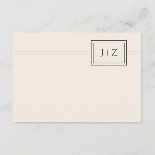 Modern ivoor Minimal Monogram QR Code Details Informatiekaartje (Achterkant)