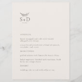 Modern Ivoor Monogrammed Bruiloft Menu (Voorkant)
