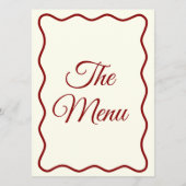 Modern Ivoor Rood Helder Funky Retro Diner Bruilof Menu (Achterkant)