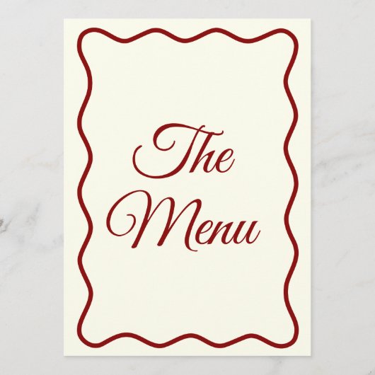 Modern Ivoor Rood Helder Funky Retro Diner Bruilof Menu (Achterkant)