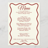 Modern Ivoor Rood Helder Funky Retro Diner Bruilof Menu (Voorkant)