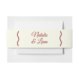 Modern Ivoor Rood Retro Funky Bold Unieke Bruiloft Uitnodigingen Wikkel