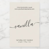 Modern ivoor script kaars product label voedselcontainer etiket (Enkel label)